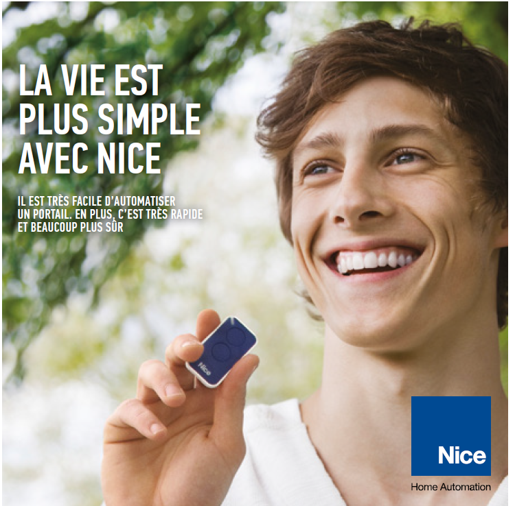 image publicitaire pour les télécommandes des portails automatiques de la marque Nice